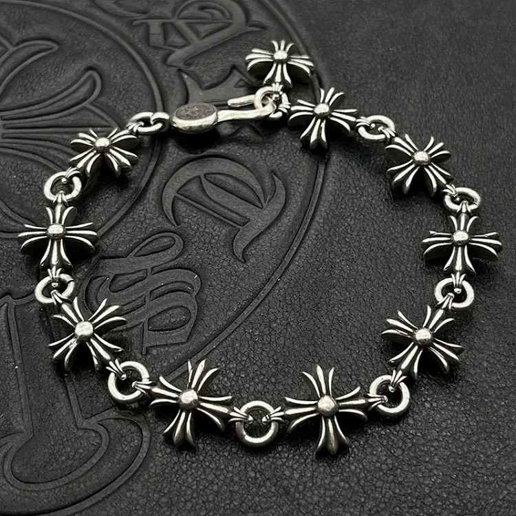 Crowe retro thick letter bracelet dice scout flower cross flower ball full flower gold bracelet