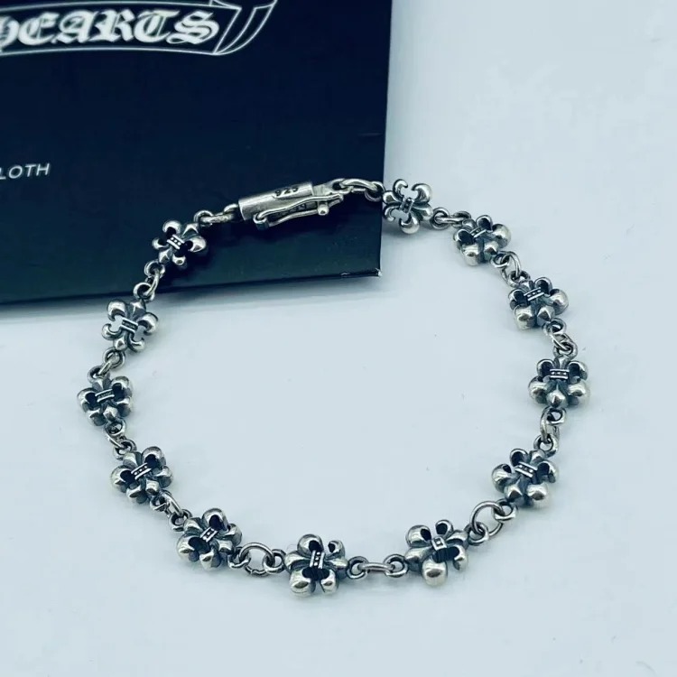 Crowe retro thick letter bracelet dice scout flower cross flower ball full flower gold bracelet