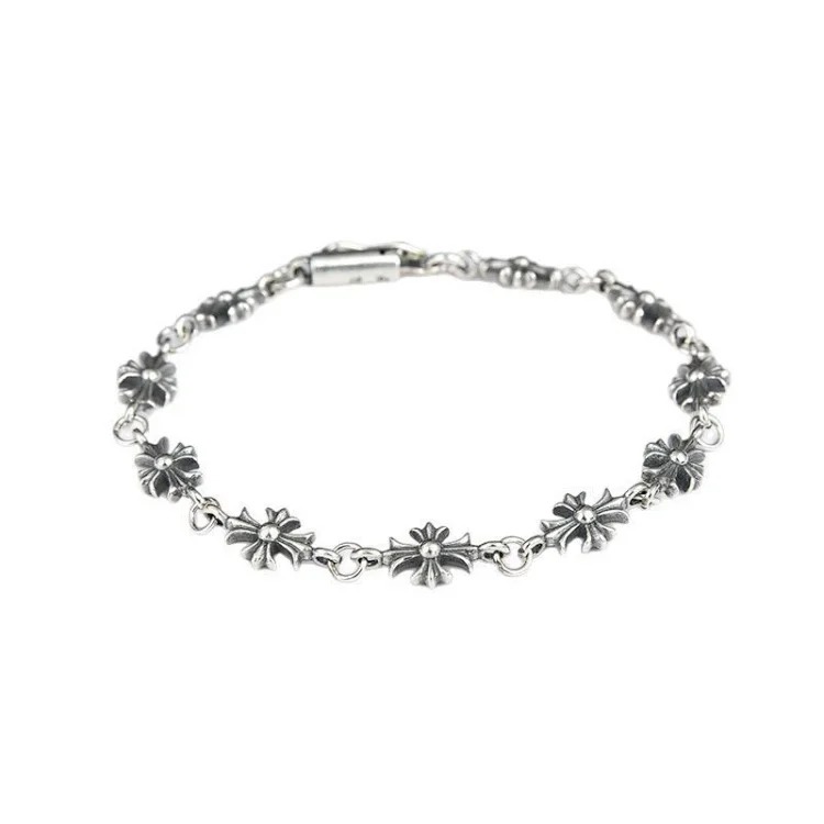 Crowe retro thick letter bracelet dice scout flower cross flower ball full flower gold bracelet