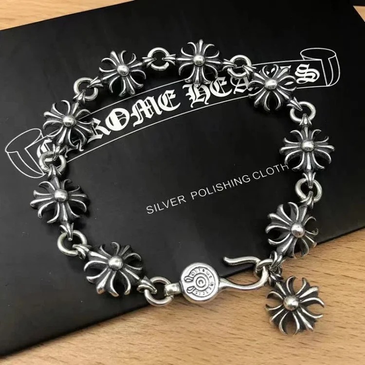 Crowe retro thick letter bracelet dice scout flower cross flower ball full flower gold bracelet