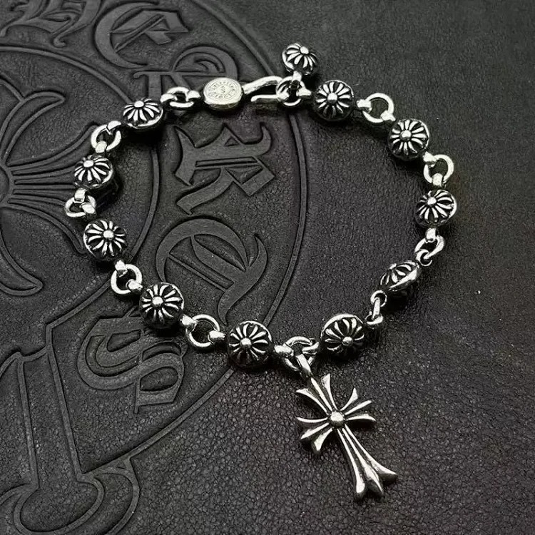 Crowe retro thick letter bracelet dice scout flower cross flower ball full flower gold bracelet