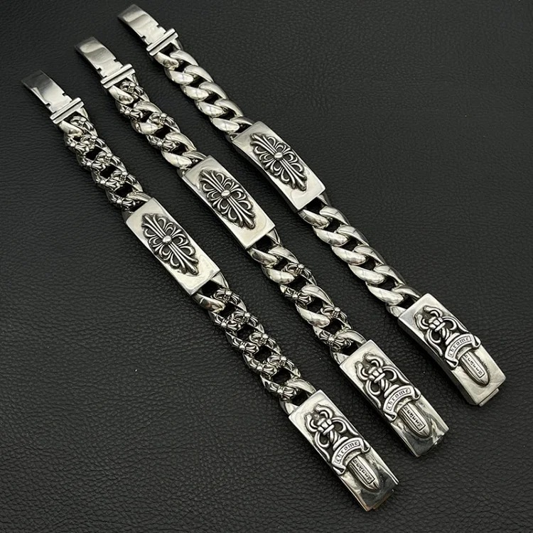 Crowe retro thick letter bracelet dice scout flower cross flower ball full flower gold bracelet