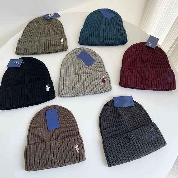 Adult autumn and winter simple embroidered knitted hats casual versatile woolen hats for men and women warm ear protection hats foreign trade