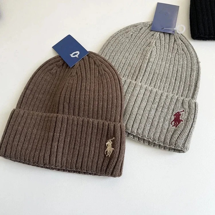 Adult autumn and winter simple embroidered knitted hats casual versatile woolen hats for men and women warm ear protection hats foreign trade