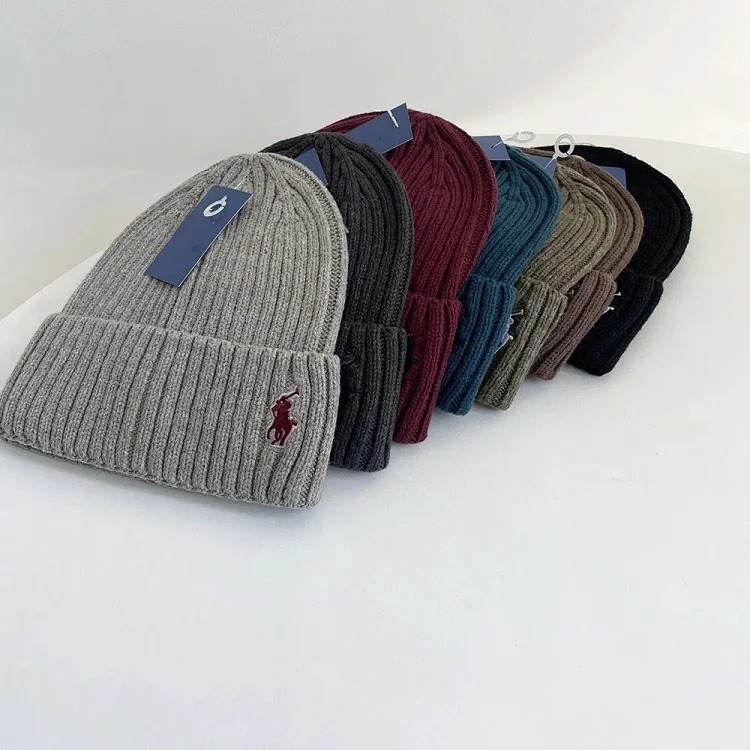 Adult autumn and winter simple embroidered knitted hats casual versatile woolen hats for men and women warm ear protection hats foreign trade