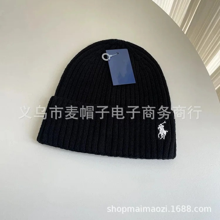 Adult autumn and winter simple embroidered knitted hats casual versatile woolen hats for men and women warm ear protection hats foreign trade
