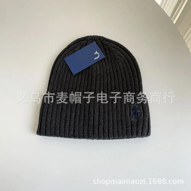 Adult autumn and winter simple embroidered knitted hats casual versatile woolen hats for men and women warm ear protection hats foreign trade
