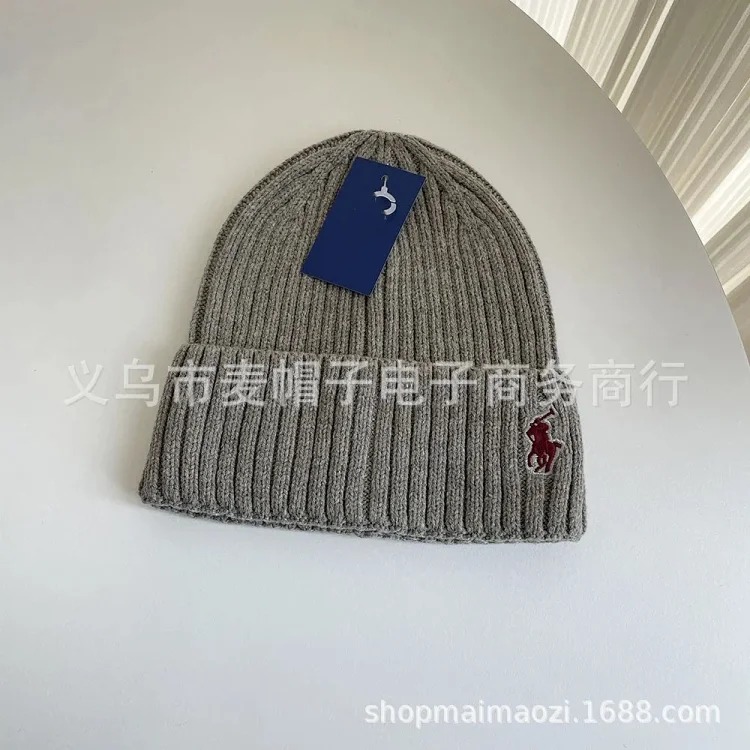 Adult autumn and winter simple embroidered knitted hats casual versatile woolen hats for men and women warm ear protection hats foreign trade