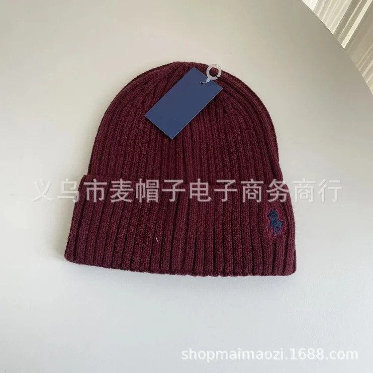 Adult autumn and winter simple embroidered knitted hats casual versatile woolen hats for men and women warm ear protection hats foreign trade