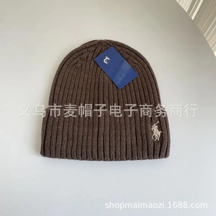 Adult autumn and winter simple embroidered knitted hats casual versatile woolen hats for men and women warm ear protection hats foreign trade