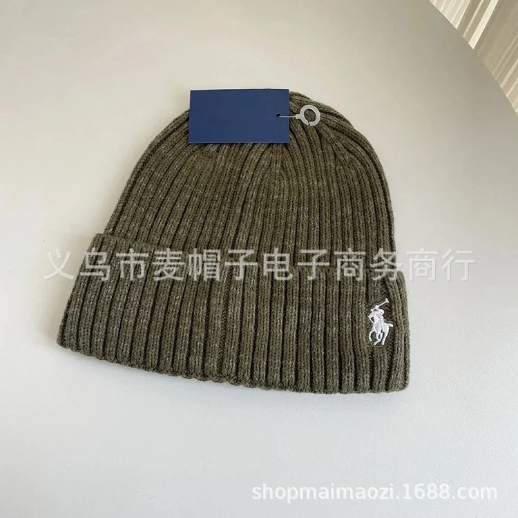 Adult autumn and winter simple embroidered knitted hats casual versatile woolen hats for men and women warm ear protection hats foreign trade