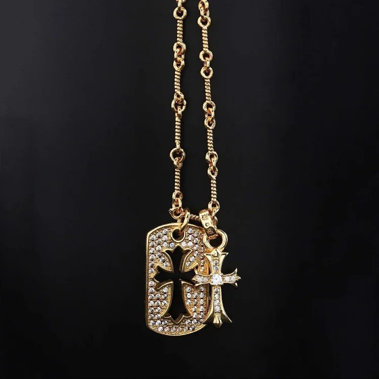Chaoxuan Cronus Cross Old Craft Scout Flower Necklace Classic Hip Hop Anchor Personalized Retro Wholesale
