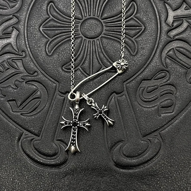 Chaoxuan Cronus Cross Old Craft Scout Flower Necklace Classic Hip Hop Anchor Personalized Retro Wholesale