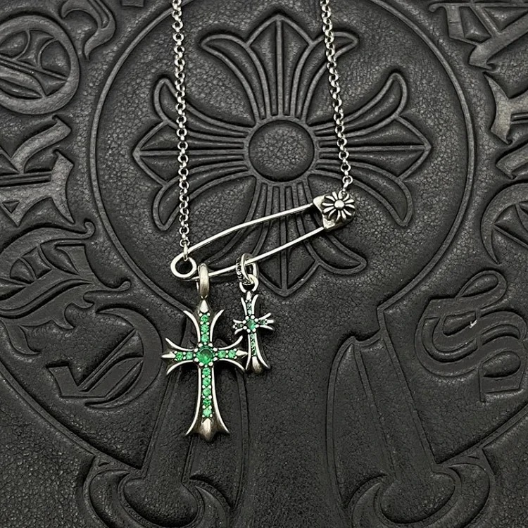 Chaoxuan Cronus Cross Old Craft Scout Flower Necklace Classic Hip Hop Anchor Personalized Retro Wholesale