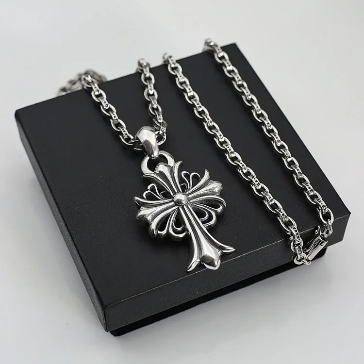Chaoxuan Cronus Cross Old Craft Scout Flower Necklace Classic Hip Hop Anchor Personalized Retro Wholesale