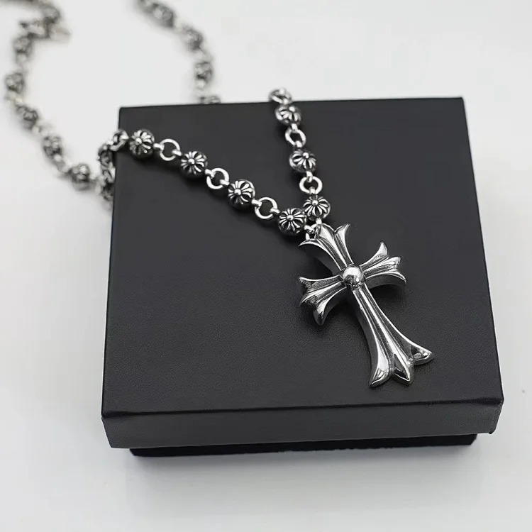 Chaoxuan Cronus Cross Old Craft Scout Flower Necklace Classic Hip Hop Anchor Personalized Retro Wholesale