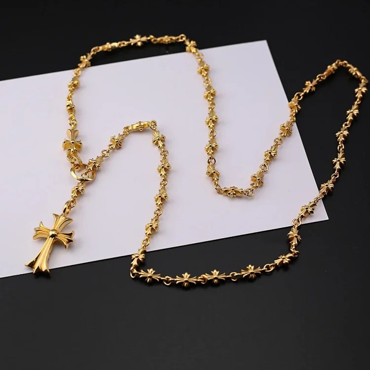 Chaoxuan Cronus Cross Old Craft Scout Flower Necklace Classic Hip Hop Anchor Personalized Retro Wholesale