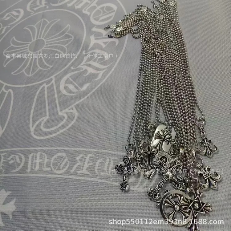 Chaoxuan Cronus Cross Old Craft Scout Flower Necklace Classic Hip Hop Anchor Personalized Retro Wholesale