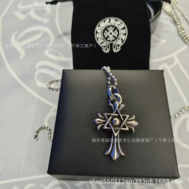 Chaoxuan Cronus Cross Old Craft Scout Flower Necklace Classic Hip Hop Anchor Personalized Retro Wholesale