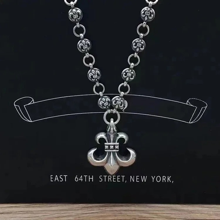 Chaoxuan Cronus Cross Old Craft Scout Flower Necklace Classic Hip Hop Anchor Personalized Retro Wholesale