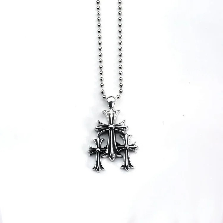 Chaoxuan Cronus Cross Old Craft Scout Flower Necklace Classic Hip Hop Anchor Personalized Retro Wholesale