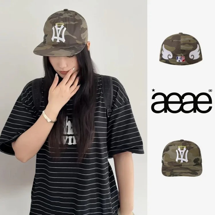 Korean niche aeae angel wings camouflage embroidery ins same style sun protection baseball cap peaked cap