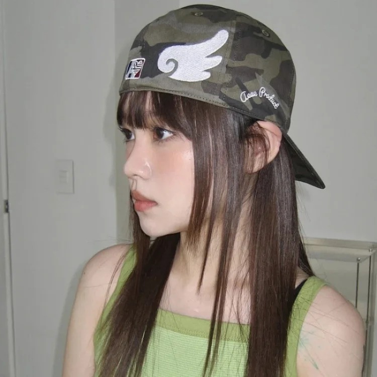 Korean niche aeae angel wings camouflage embroidery ins same style sun protection baseball cap peaked cap