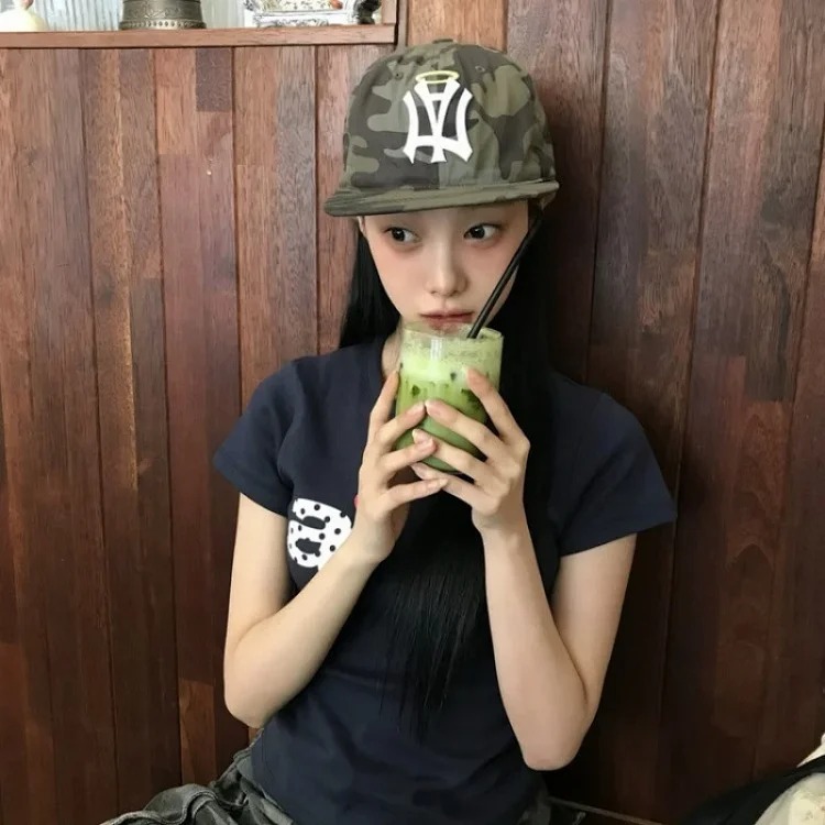 Korean niche aeae angel wings camouflage embroidery ins same style sun protection baseball cap peaked cap