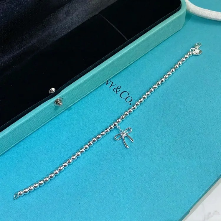 Cartier T's classic s925 sterling silver love bracelet enamel epoxy blue heart pink heart pendant heart-shaped ball bead bracelet for couples