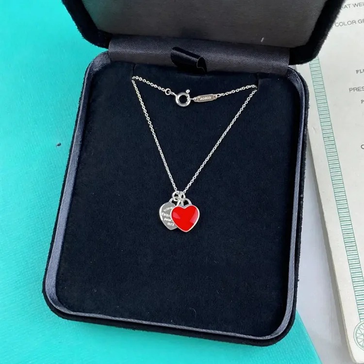 Cartier T's classic s925 sterling silver love bracelet enamel epoxy blue heart pink heart pendant heart-shaped ball bead bracelet for couples
