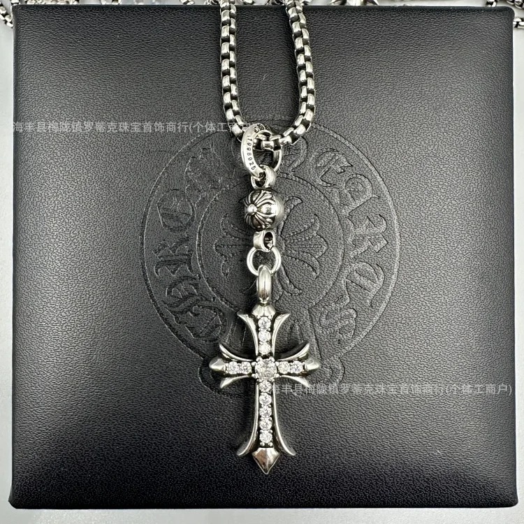 Crowe necklace S925 retro cross sweater chain six-pointed star sword anchor pendant flame men's and women's necklace