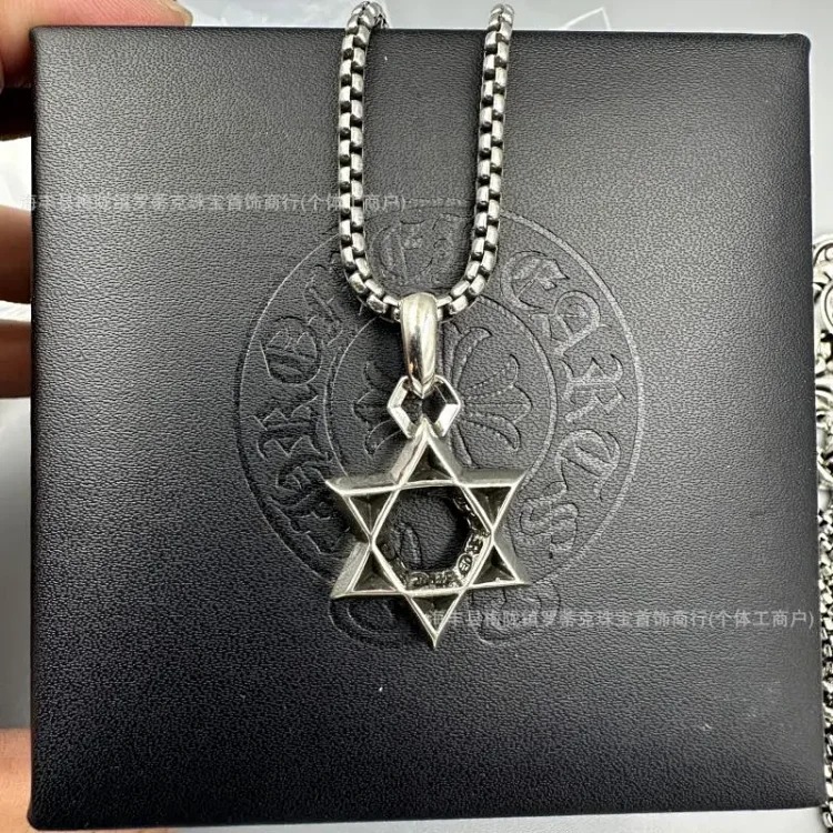 Crowe necklace S925 retro cross sweater chain six-pointed star sword anchor pendant flame men's and women's necklace