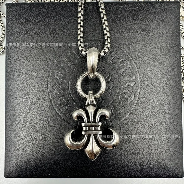 Crowe necklace S925 retro cross sweater chain six-pointed star sword anchor pendant flame men's and women's necklace