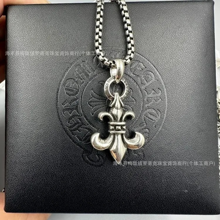 Crowe necklace S925 retro cross sweater chain six-pointed star sword anchor pendant flame men's and women's necklace