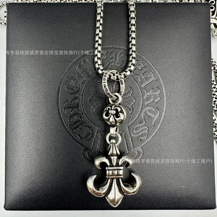 Crowe necklace S925 retro cross sweater chain six-pointed star sword anchor pendant flame men's and women's necklace