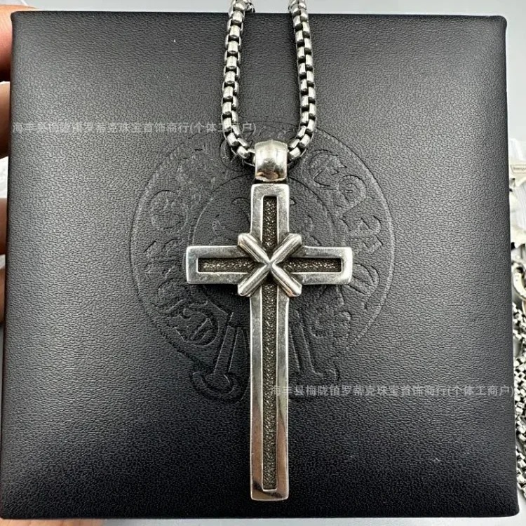 Crowe necklace S925 retro cross sweater chain six-pointed star sword anchor pendant flame men's and women's necklace