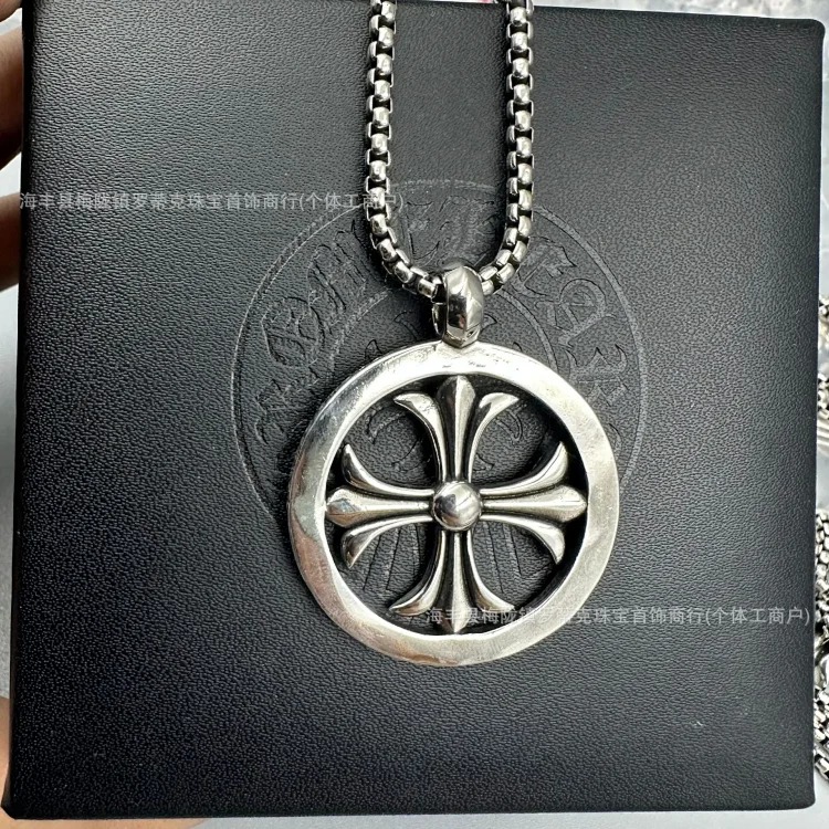 Crowe necklace S925 retro cross sweater chain six-pointed star sword anchor pendant flame men's and women's necklace