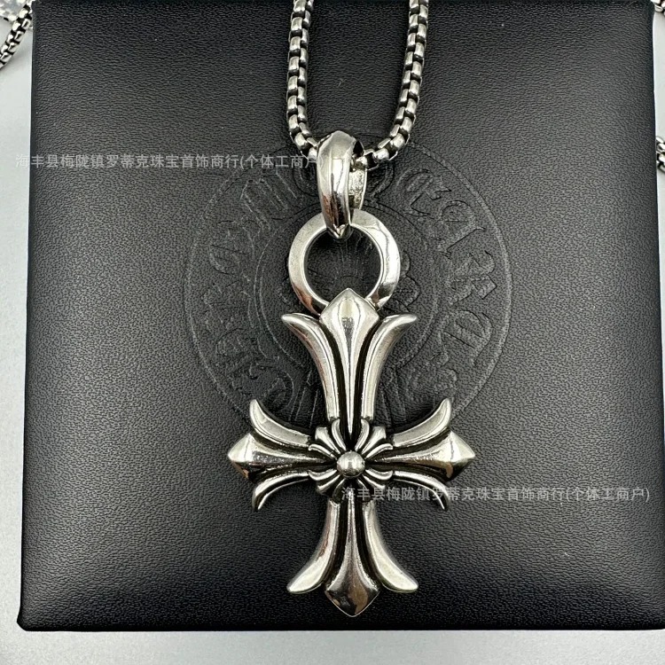 Crowe necklace S925 retro cross sweater chain six-pointed star sword anchor pendant flame men's and women's necklace