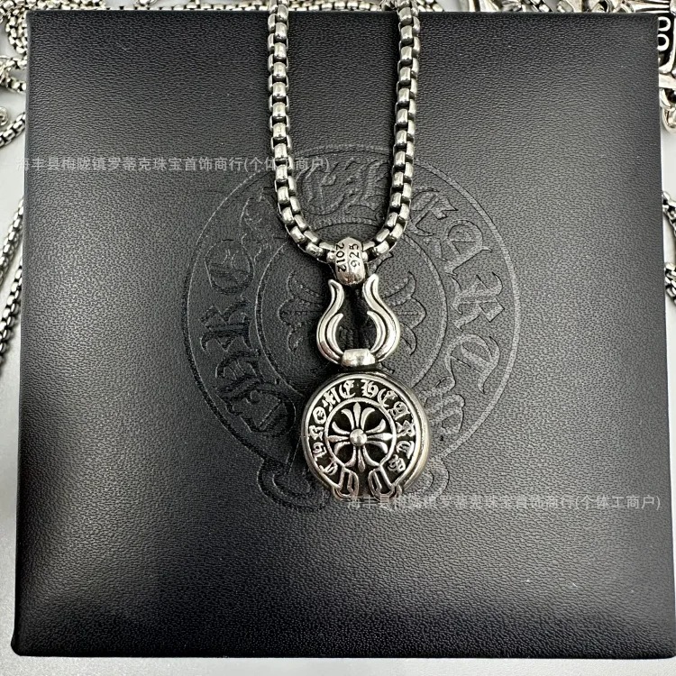 Crowe necklace S925 retro cross sweater chain six-pointed star sword anchor pendant flame men's and women's necklace