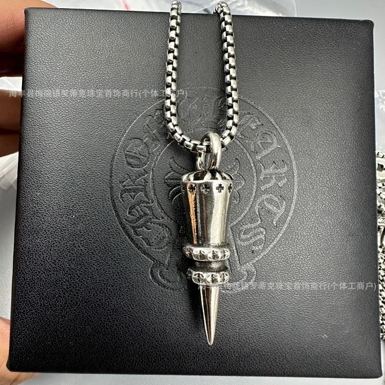 Crowe necklace S925 retro cross sweater chain six-pointed star sword anchor pendant flame men's and women's necklace