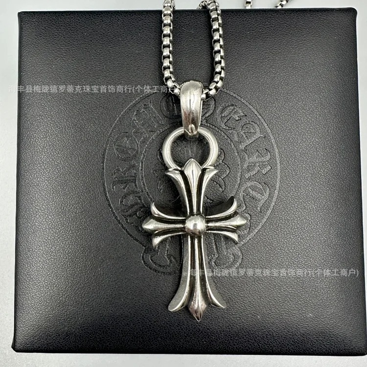 Crowe necklace S925 retro cross sweater chain six-pointed star sword anchor pendant flame men's and women's necklace