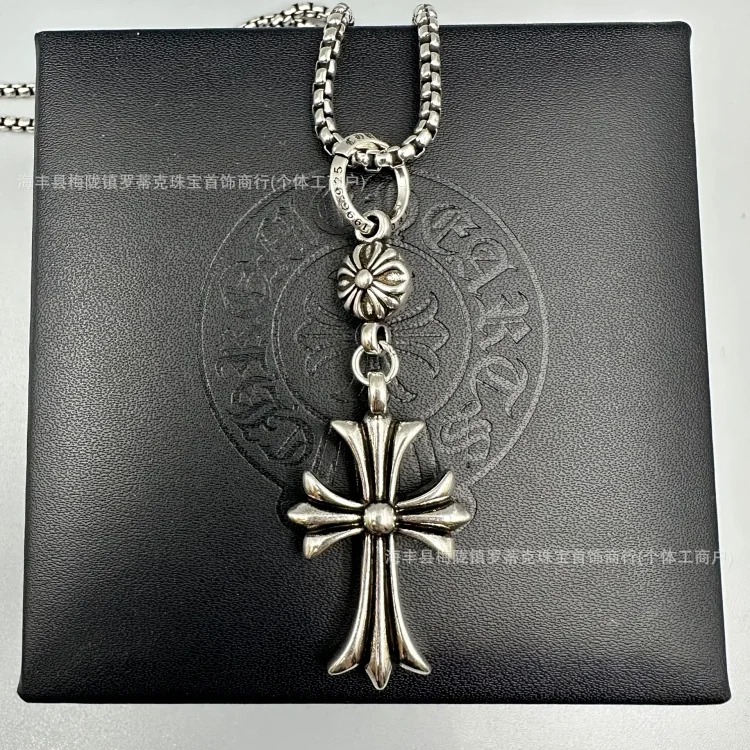 Crowe necklace S925 retro cross sweater chain six-pointed star sword anchor pendant flame men's and women's necklace