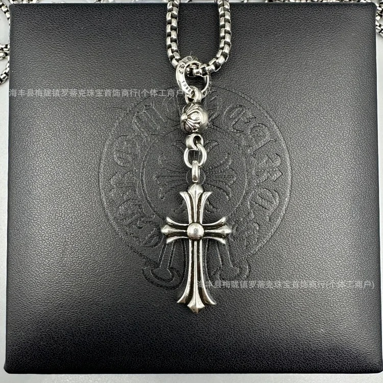 Crowe necklace S925 retro cross sweater chain six-pointed star sword anchor pendant flame men's and women's necklace