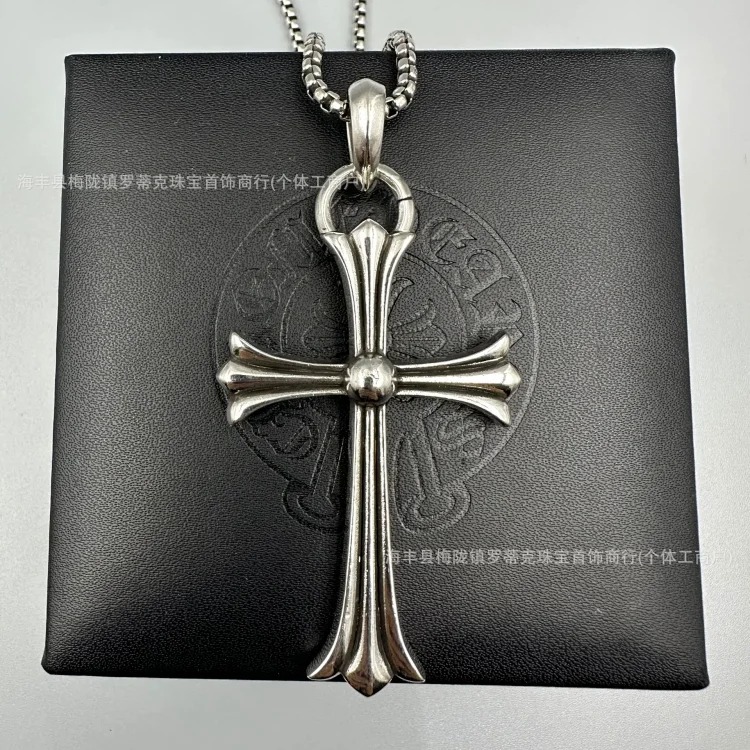 Crowe necklace S925 retro cross sweater chain six-pointed star sword anchor pendant flame men's and women's necklace