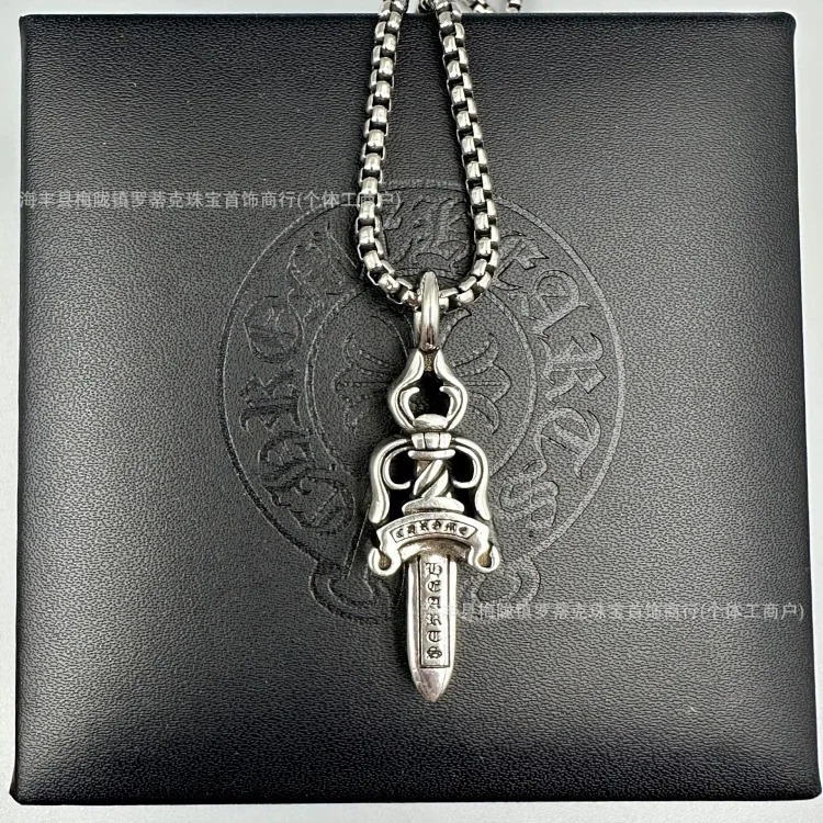Crowe necklace S925 retro cross sweater chain six-pointed star sword anchor pendant flame men's and women's necklace