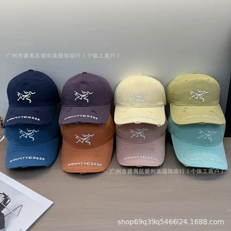 Embroidered Korean Letters Baseball Cap Couple Face Revealing Small Peaked Hat Men and Women Same Style Soft Top Sun Hat Hat Wholesale