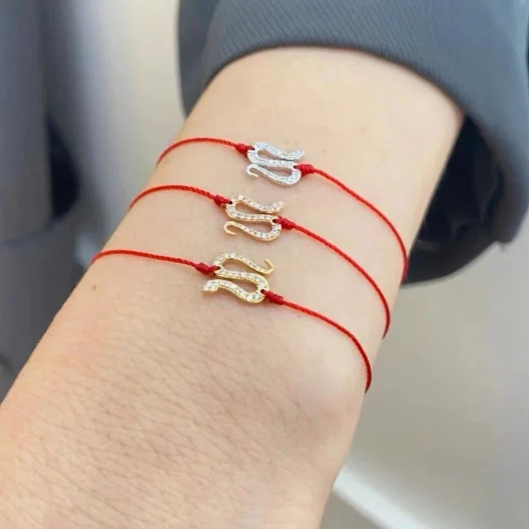 2025 French red rope bracelet 18K rose gold plated with diamonds for transfer red rope zodiac year lucky red rope bracelet