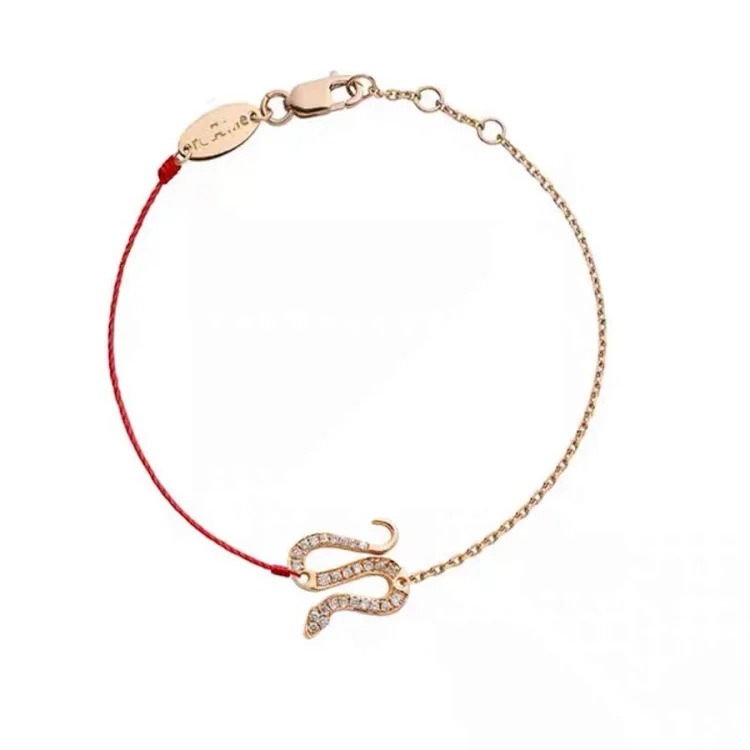 2025 French red rope bracelet 18K rose gold plated with diamonds for transfer red rope zodiac year lucky red rope bracelet