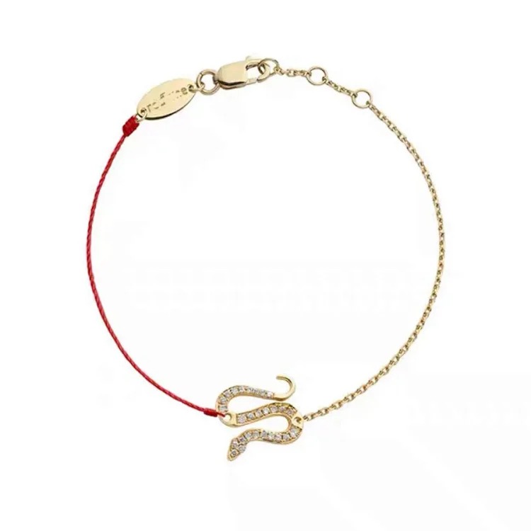 2025 French red rope bracelet 18K rose gold plated with diamonds for transfer red rope zodiac year lucky red rope bracelet