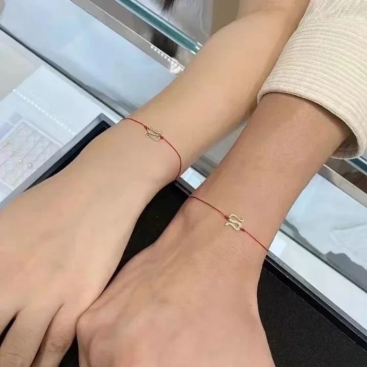 2025 French red rope bracelet 18K rose gold plated with diamonds for transfer red rope zodiac year lucky red rope bracelet
